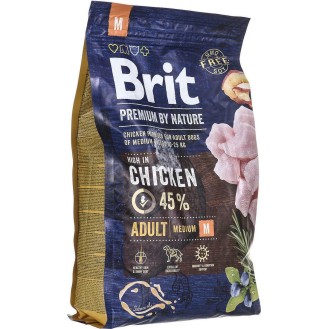 Brit Premium By Nature Adult Medium 3kg Dry Food for Medium Breed Adult Dogs with Chicken - Petshop