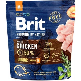 Brit Premium By Nature Junior Medium 1kg Dry Food for Medium Breed Puppies with Chicken - Petshop