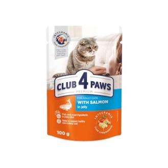 Club 4 Paws Premium Salmon in Jelly - Complete Canned Pet Food for Adult Cats, 100g