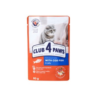 Club 4 Paws Premium Canned Cat Food - Cod Fish in Jelly, 80g