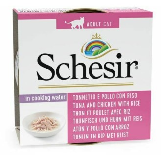 Schesir Nature For Cat Liquid Food - Adult Cats in Can - Chicken/Rice/Tuna in Cooking Water 85g