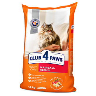 CLUB 4 PAWS Premium Hairball Control: Complete Dry Pet Food for Adult Cats, 14 kg