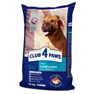 CLUB 4 PAWS Premium Lamb and Rice Dry Dog Food - 14 kg - For Adult Dogs of All Breeds
