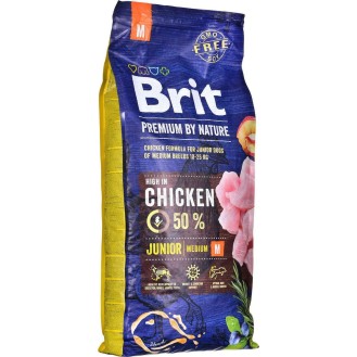 Brit Premium by Nature Junior Medium 15kg Dry Food for Medium Breed Puppies with Chicken - Petshop